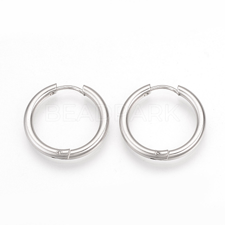 Tarnish Resistant 201 Stainless Steel Hoop Earrings X-MAK-R021-15mm-1