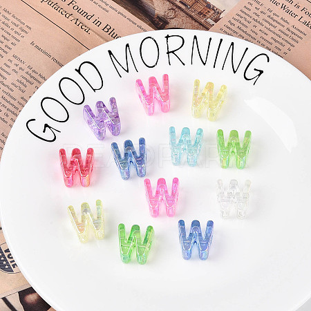 UV Plating Transparent Acrylic European Beads OACR-M027-02W-1