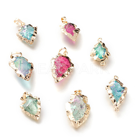 Electroplated Natural Quartz Crystal Pendants & Link G-H258-01-1