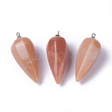 Natural Red Aventurine Pointed Pendants G-E541-10B-1