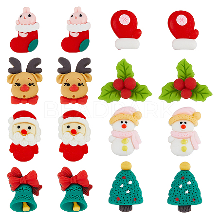 CHGCRAFT 48Pcs 8 Styles Christmas Theme Opaque Resin Cabochons CRES-CA0001-23-1