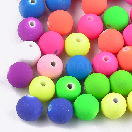 Rubberized Style Acrylic Beads MACR-T023-31B-1