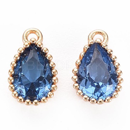 Brass Inlaid Cubic Zirconia Charms X-KK-S356-771D-1