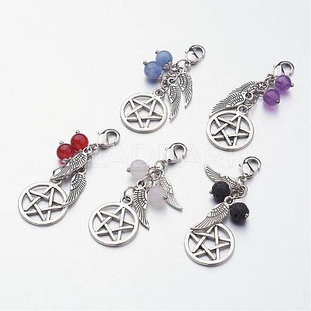 Tibetan Style Natural Gemstone Pendants HJEW-JM00222-1