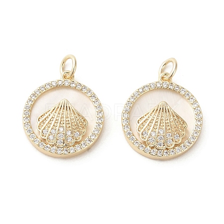 Brass Micro Pave Cubic Zirconia Pendants KK-P260-21G-1