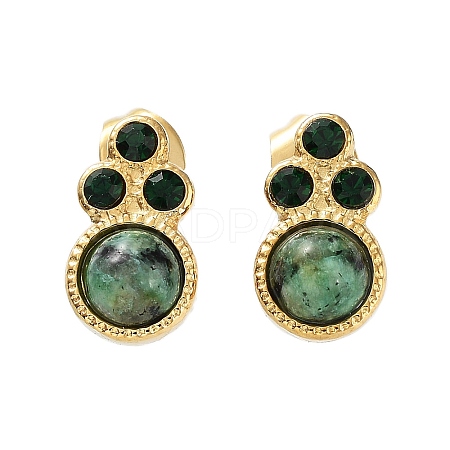 Natural African Turquoise(Jasper) Paw Print Stud Earrings EJEW-D093-01A-G-1