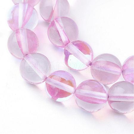 Synthetic Moonstone Beads Strands G-R375-8mm-B12-1