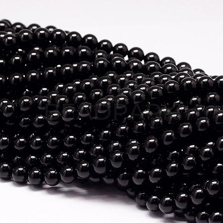 Natural Black Tourmaline Beads Strands G-P132-16-10mm-1