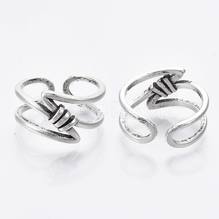 Adjustable Tibetan Style Alloy Cuff Rings TIBE-R318-05-RS-1