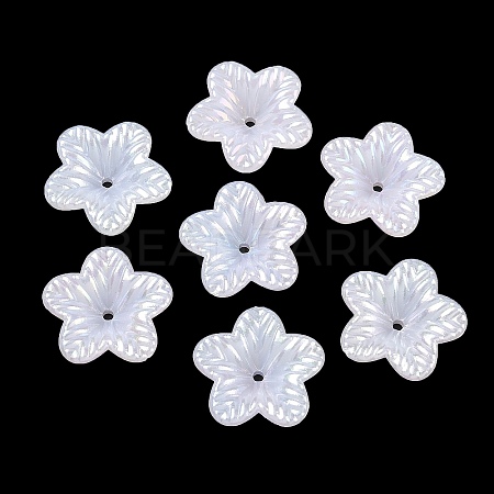 Plating Opaque Acrylic Imitation Shell Bead Cap OACR-P039-03C-1
