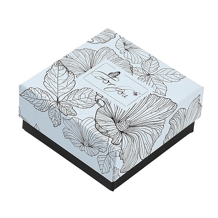 Flower Print Cardboard Paper Jewelry Storage Boxes LS-CON-P022-01A-1