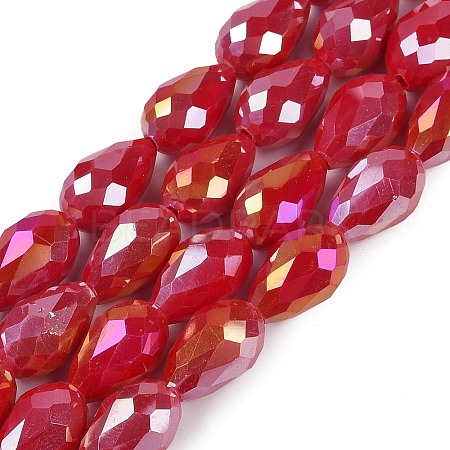 Opaque Solid Color Electroplate Glass Beads Strands EGLA-N013-P10mm-B07-1