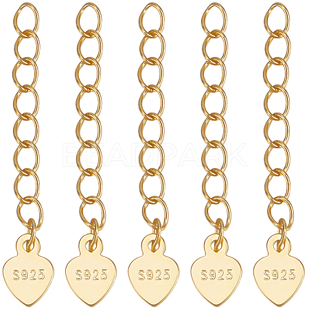 10Pcs 925 Sterling Silver Curb Chain Extenders STER-BBC0007-94A-1