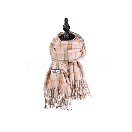 Knitting Wool Long Polyester Tartan Scarf COHT-PW0001-38E-1