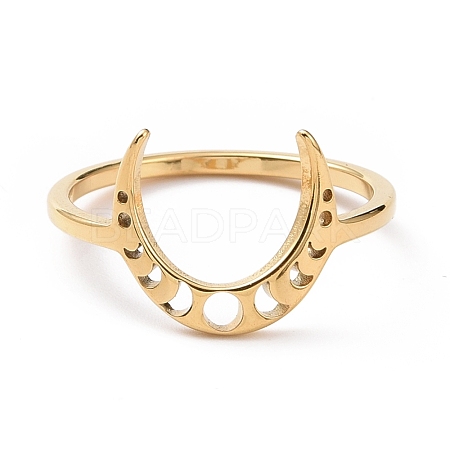 304 Stainless Steel Moon Phase Finger Ring for Women RJEW-A006-07G-1