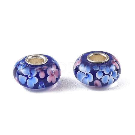 Lampwork & Brass Core European Beads LAMP-P019-01P-13-1