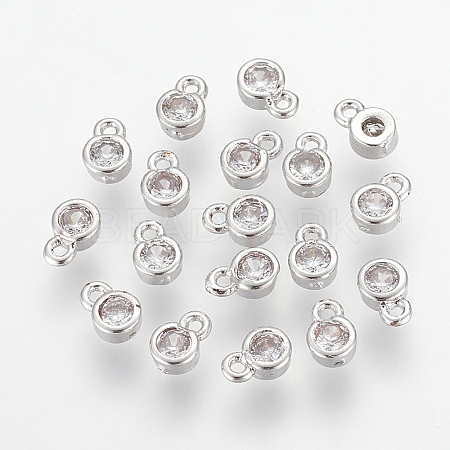 Brass Cubic Zirconia Charms ZIRC-P068-01P-1