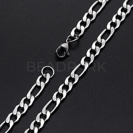 Men's 304 Stainless Steel Figaro Chain Necklaces NJEW-T012-02-46-S-1