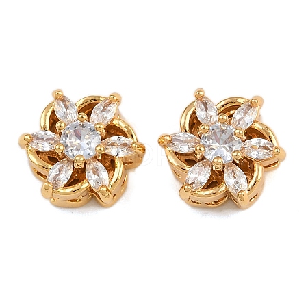 Brass Micro Pave Cubic Zirconia Beads KK-F910-08G-01-1