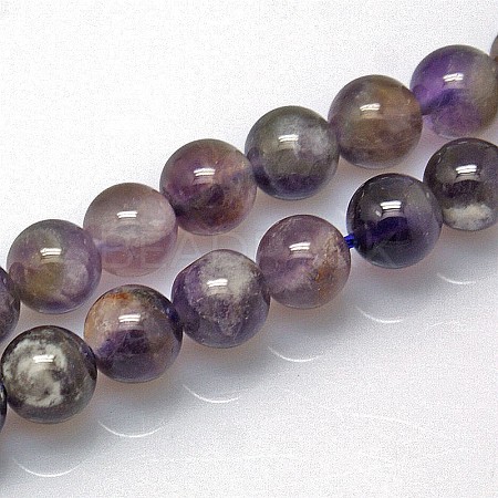 Natural Amethyst Round Bead Strands G-L170-8mm-03-1