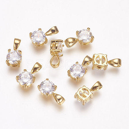 Brass Cubic Zirconia Charms X-KK-P075-25G-1