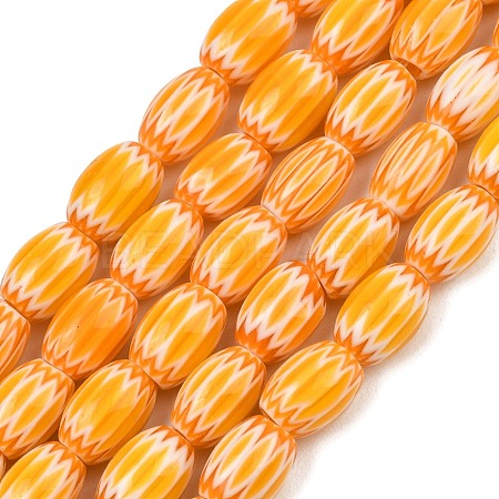 Handmade Millefiori Glass Oval Bead Strands LK-Z001-01B-05-1