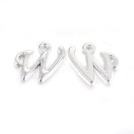 Silver Color Plated Alloy Letter Pendants X-PALLOY-J718-01S-W-1