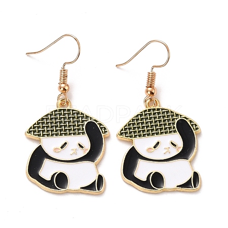 Panda Enamel Dangle Earrings for Women EJEW-Z015-14-1