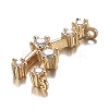 Brass Micro Clear Cubic Zirconia Pendants ZIRC-F120-019G-10-3
