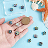 12Pcs Natural Abalone Shell/Paua Shell Flat Round Connector Charms PALLOY-WH00010-4