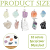 50Pcs 10 Colors Natural Gemstone Pendants PALLOY-FH00141-2