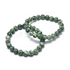 Natural Green Spot Jasper Bead Stretch Bracelets BJEW-K212-A-017-7