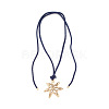 Alloy Flower Pendant Adjustable Nylon Cord Tie Knot Necklaces for Women WG58F26-01-1