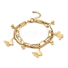 Butterfly and Round Ball Charm Multi-strand Bracelet BJEW-G639-03G-1