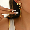 Stainless Steel Ring Tassel Earrings Sets OV1980-3-1