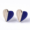 Resin & Wood Stud Earrings EJEW-N017-002A-C01-2