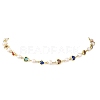 Natural Cultured Freshwater Pearl & Brass Glass Link Chains Necklaces for Women NJEW-JN06407-2