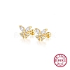 925 Sterling Silver Micro Pave Cubic Zirconia Stud Earrings for Women EJEW-F317-05G-1