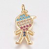 Brass Micro Pave Cubic Zirconia Pendants KK-I614-061-2