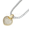 Brass Clear Cubic Zirconia Heart Pendant Strass Chain Necklaces for Women NJEW-U015-10GP-01-2