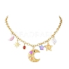 304 Stainless Steel with Plastic Bib Necklaces for Women NJEW-K300-04G-2