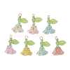 7Pcs Glass Seed Bead and Acrylic Beads Pendants PALLOY-MZ01325-1