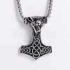 Vintage 304 Stainless Steel Wolf Flower Hammer Pendant Necklaces for Men DY0439-3