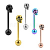 Skull 304 Stainless Steel Straight Barbell 15 Gauge Piercing Tongue Rings for Women Men FS-WG07D05-04-2
