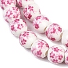 Handmade Flower Printed Porcelain Ceramic Beads Strands PORC-M005-8mm-03-4