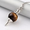 Natural Tiger Eye Sphere Dowsing Pendulums BJEW-E292-A09-4