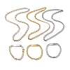 201 Stainless Steel Curb Chain Necklace & Rectangle Link Bracelet SJEW-F220-02B-1