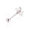 Rhodium Plated 925 Sterling Silver Barbell Cartilage Earrings STER-I018-06P-2