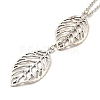 Simple Hollow Leaf Alloy Lariat Necklaces NJEW-N0052-002A-3