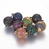 Brass Micro Pave Cubic Zirconia Magnetic Clasps with Loops ZIRC-L075-49C-1